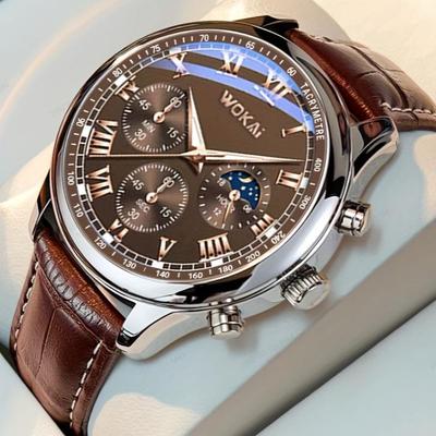 Men's Simple Style Quartz Watch with Leather Strap