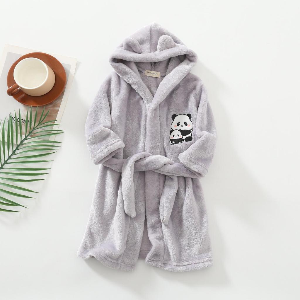 Pyjama à capuche en flanelle printemps-automne 2021 pour garçons et filles - Peignoir et vêtements d'intérieur pour enfants