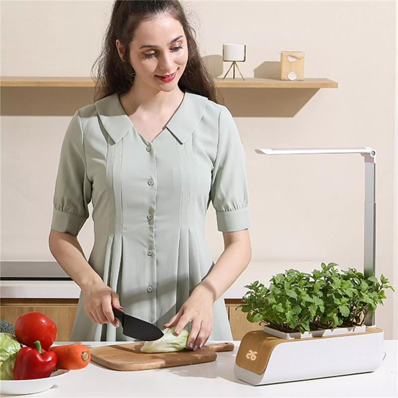 Zestaw do uprawy hydroponicznej z regulowanymi diodami LED, inteligentny ogród, zioła, dom