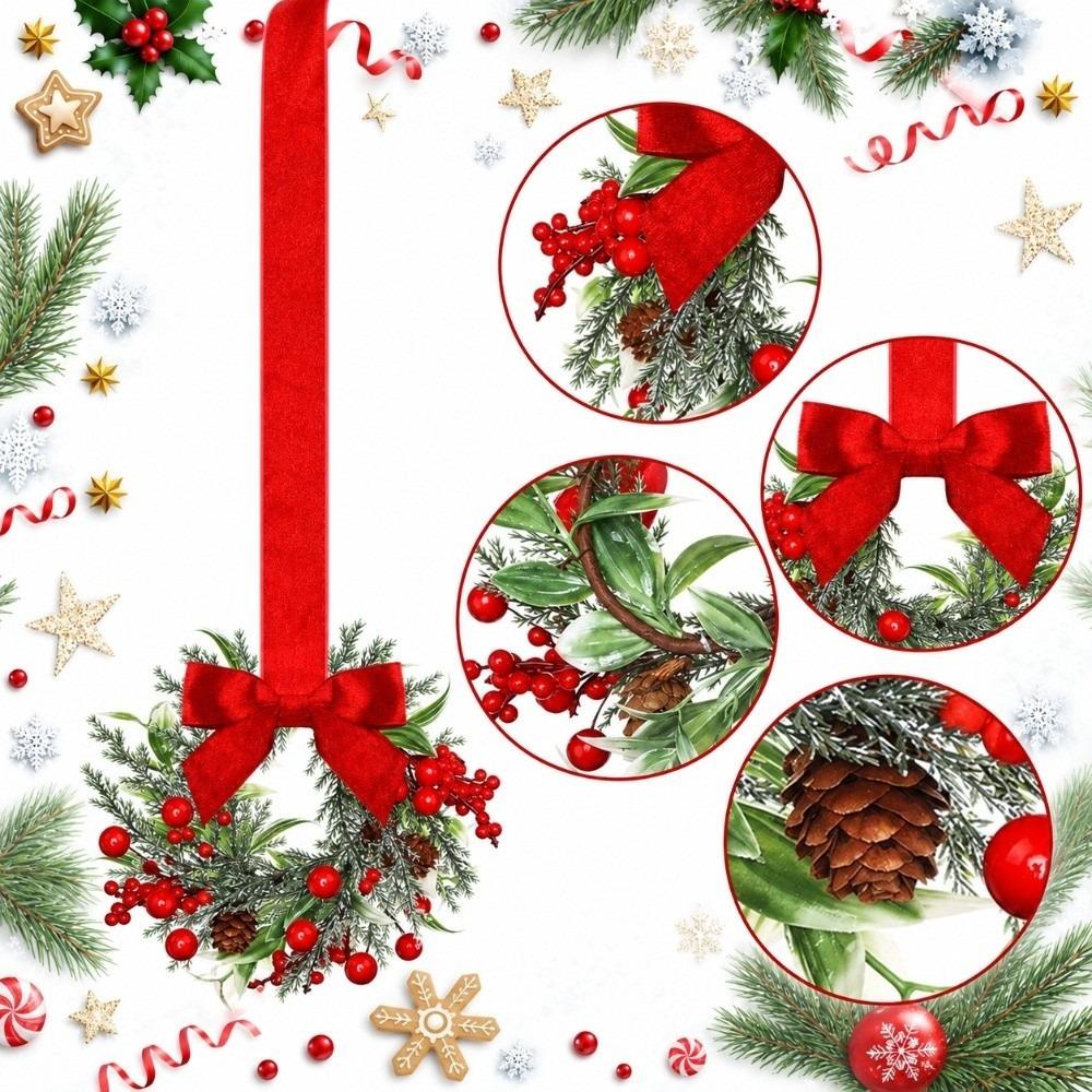 Durable Polyester Cabinet Ribbon Garland Realistic Berries Holiday Bow Ornament  Fireplace Mantel