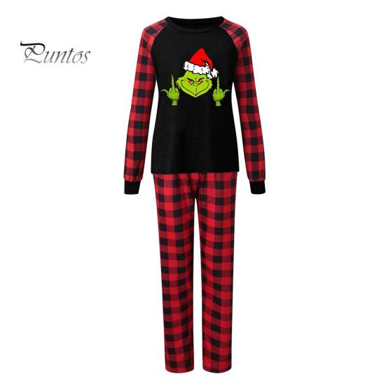 2 ks/sada Rodič-dítě pyžamo Kreslený potisk Dlouhý rukáv Rodinné vánoční pyžamo Sladěné sady Noční prádlo Top Kalhoty se širokými nohavicemi Noční prádlo Ležérní