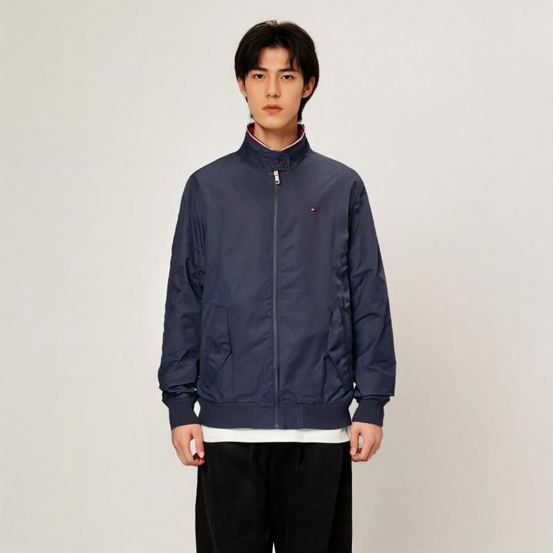 Tommy Hilfiger Stand Collar Zipper Logo Embroidered Reversible Lightweight Jacket Men jackets Navy-Blue 78J3274-600