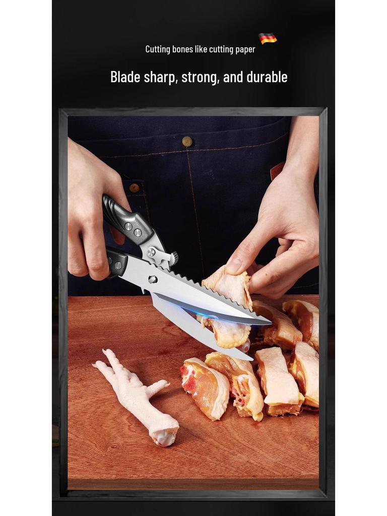 All-Stainless Steel Multi-Functional Kitchen Shears for Chicken, Duck, and Fish