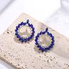 Elegant Alloy Crystal Drop Earrings With Geometric Design For Women Spring