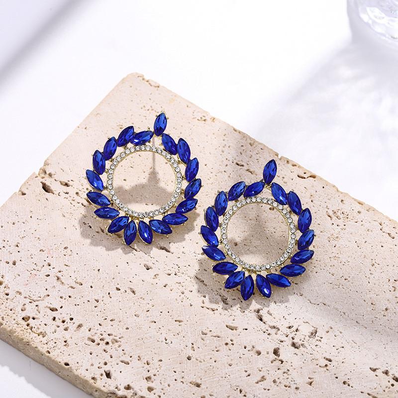 Elegant Alloy Crystal Drop Earrings With Geometric Design For Women Spring