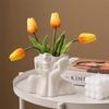 White Ceramic Face Vase, Female Form Head Half Body Bust Vases Boho Feminist Minimalism Decorative Modern Nordic Style Flower Vase for Home Living