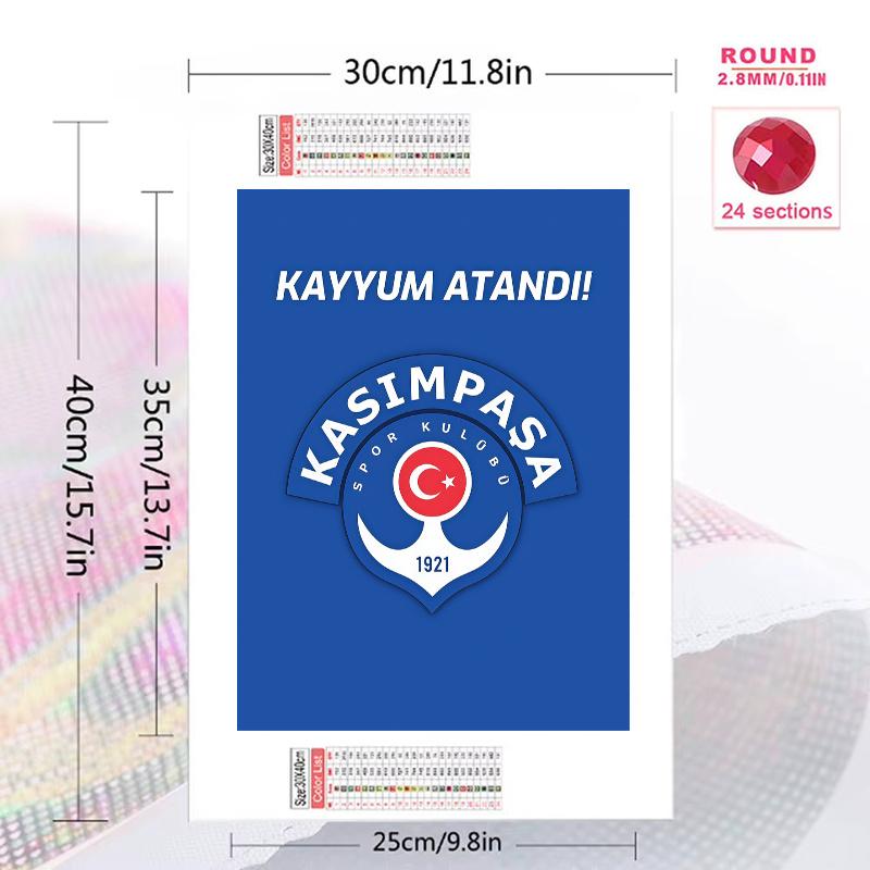 Kasimpasa Sports Club 100% Round Full Drill 5D DIY Diamond Painting Embroidery Cross Stitch Rhinestone Decor