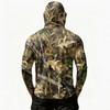 Men's Casual Hoodie Long Sleeve Lightweight Breathable Sun Protection Leaf Camouflage Printed Pullover Shirt with Hood and Chest Pocket