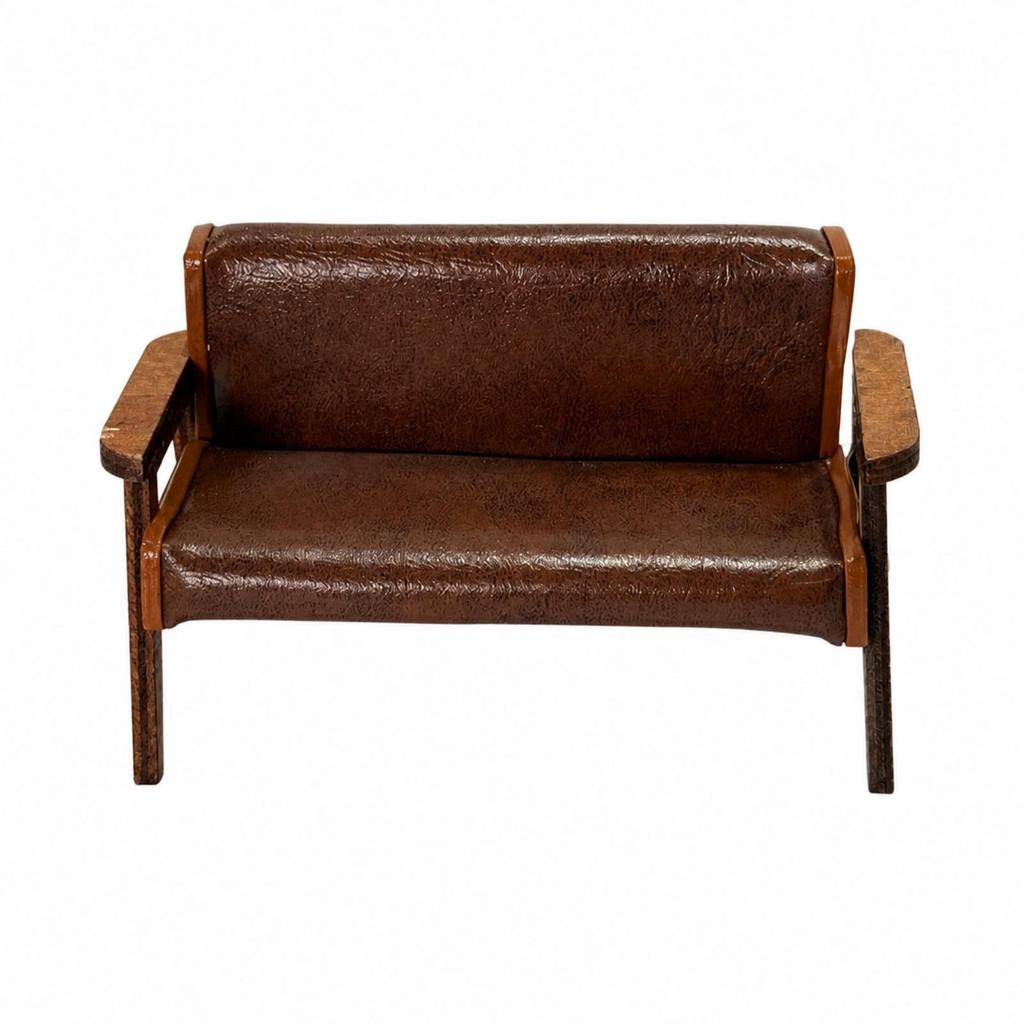 Miniature Wooden Sofa Toy Padded Furniture Detailed for DIY Miniatures, Crafters