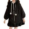 Women's Winter Fashion Casual Hooded Long-sleeve Ruffled Lamb Wool Coat