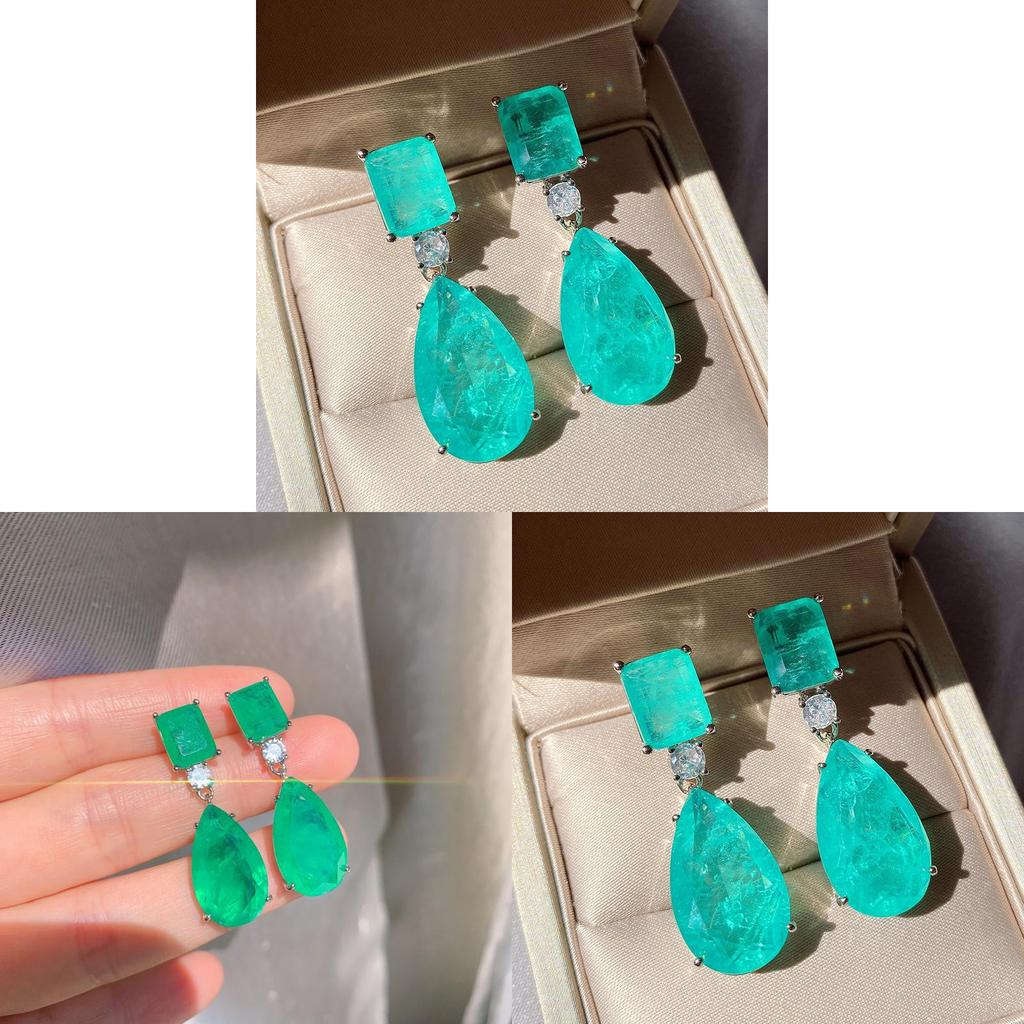 Geometric Copper Drop Earrings With Zirconia Embellishments For Elegant Women