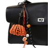 Halloween Pumpkin Leather Doublesided Keychain With Wooden Bead Chain For Bags And Accessories