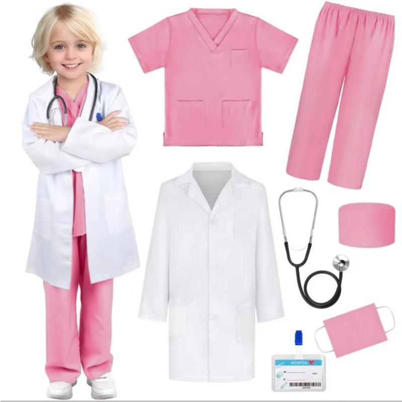 

Набор детского костюма врача/медсестры из 7 предметов для ролевых игр Розовый/Зеленый/Синий Медицинский костюм с фонендоскопом Одежда для переодевания на Хэллоуин Pink-110(105-115CM)&Gin Tama