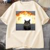 Whimsical Cat Explosion Print TShirt Unisex Women Loose Cotton Funny Short Sleeve T Shirt Cat Lover Tees Unisex Tops Y2k Clothes