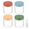 4Pcs 500ml Clear Glass Jars with Airtight Lids Oats Containers Stackable Wide Mouth Oatmeal Containers for Yogurt Pudding Jam