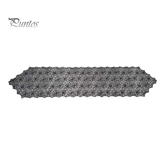 Non-reflective Fabric Table Runner Halloween Spider Web Runner, Dining Tablecloth Stain Resistant Hollow Party Decoration