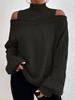 2023 Autumn/Winter Off-Shoulder Semi-High Neck Loose Oversized Knit Sweater for Women