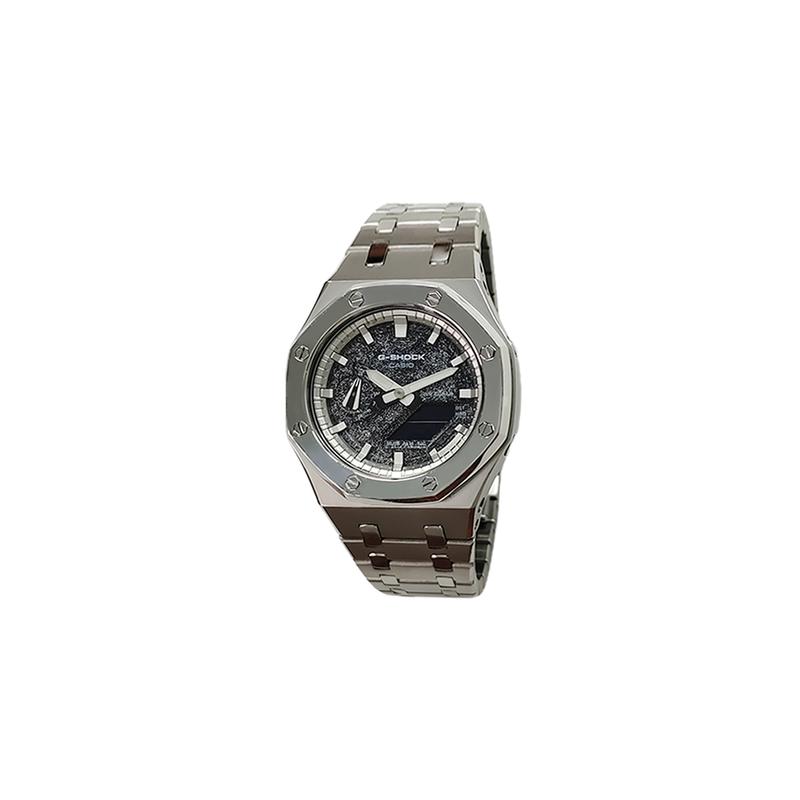 CASIO Customized watch modified series Farmhouse Oak Silver Stainless Steel Case Waterproof 200 GA-2100SKE-7A(Watch3-GaiZhuang-XuanGangXingChen)