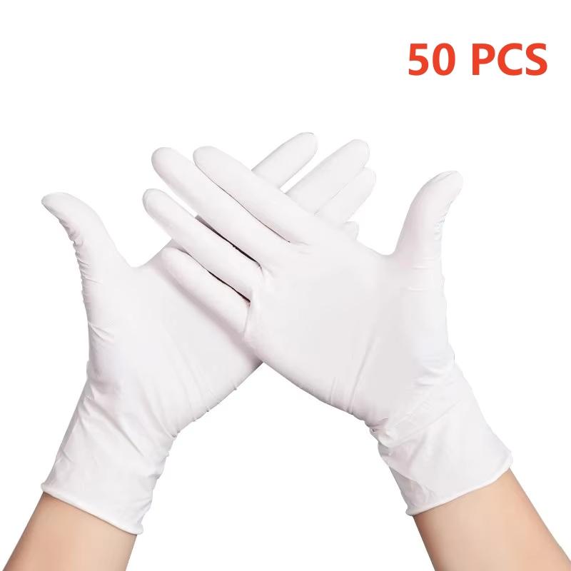 White Nitrile Gloves Disposable Non-Sterile Textured Household Cleaning Gloves for Beauty Salon Industrial Work Auto Mechanic
