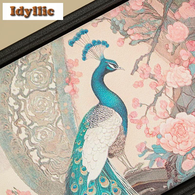 National Style Begonia Peacock Tea Tray Dried Fruit Plate Coffee Storage Board Teapot Stove Insulation Dishes For Serving Craft
