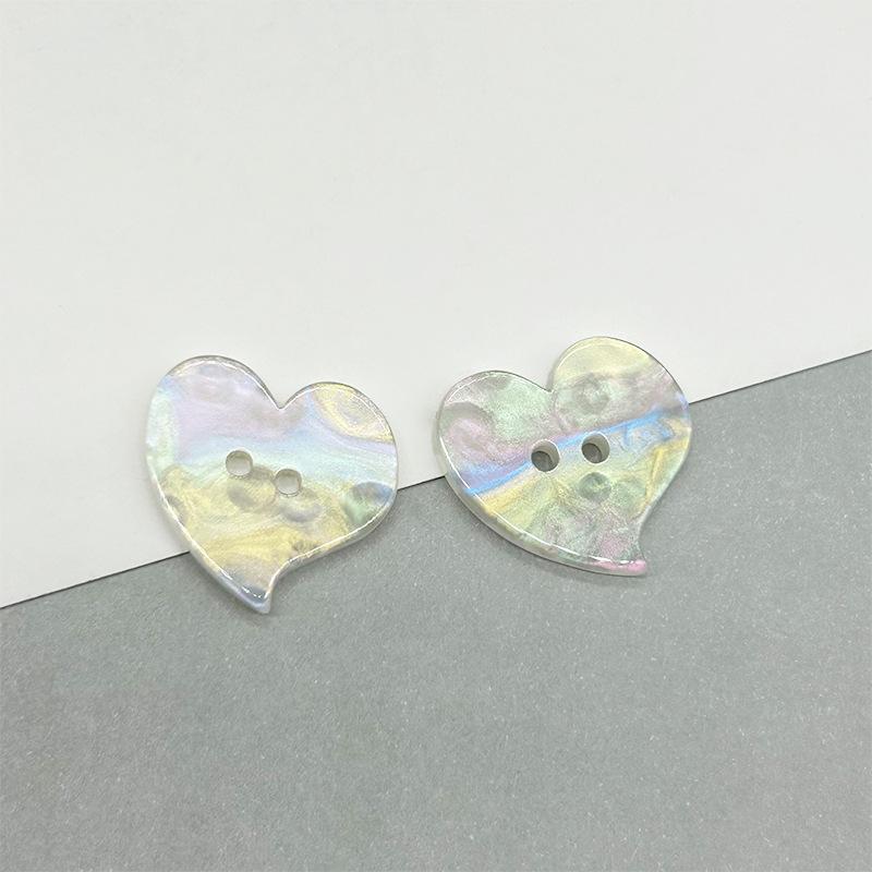 10Pcs Double Hole Heart-Shaped Buttons-Glossy White Resin Perfect for Sweater & Shirt Decorations DIY Crafts & Sewing Supplies