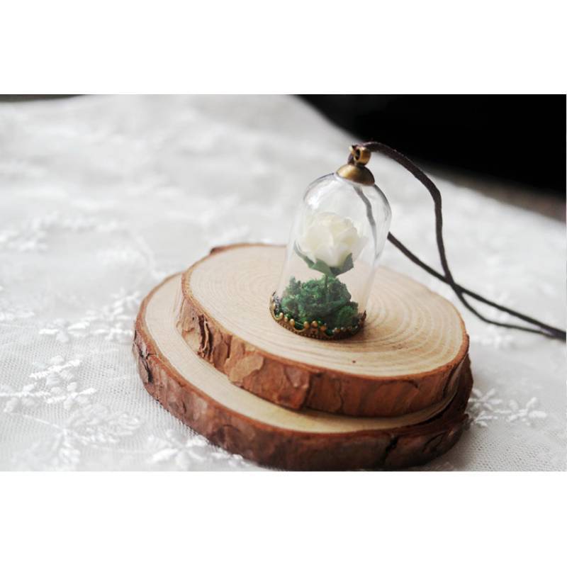 The Little Prince Rose Glass Bottle Necklace With Alloy Pendant And Leather Chain For Women
