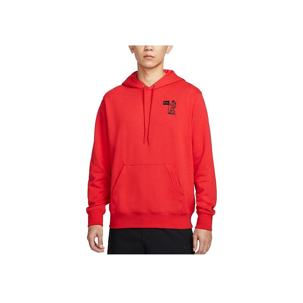Nike Club FW24 Fashion Logo Letter Hoodie Men Hoodies University-Red Black HQ8595-657