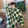 2025 Men's Korean Style Checkered Lambswool Coat for Autumn/Winter: Loose, Versatile, High-End Warmth