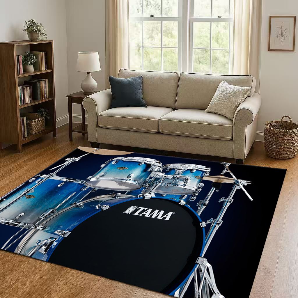 Classic Drum Kit Drum Set Rock Music Instruments Living Room Non-Slip Area Rug Carpet for Bedroom Playroom Sofa,Home Doormat
