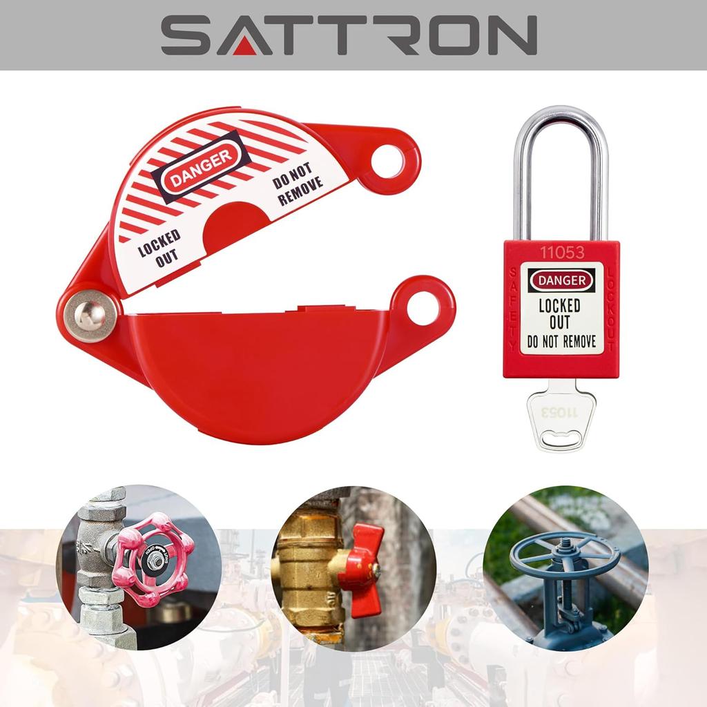 2 Sets Gate Valve Lockout and Safety Padlocks, Valve Lockout Device for 1 to 2-1/2 inch Diameter Valve Handles, Suited for Outdoor Water Spigot