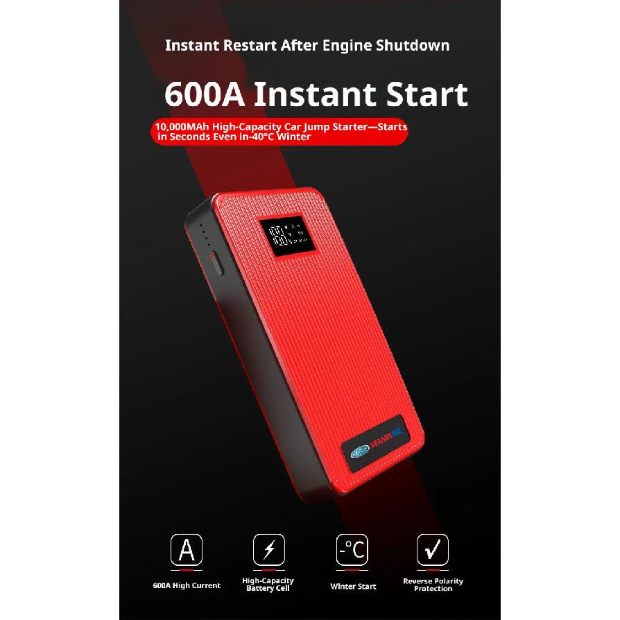 Car Emergency Jump Starter 12V Power Bank, Motorcycle Vehicle Starter Battery Booster Rescue Jump Starter Tool.
