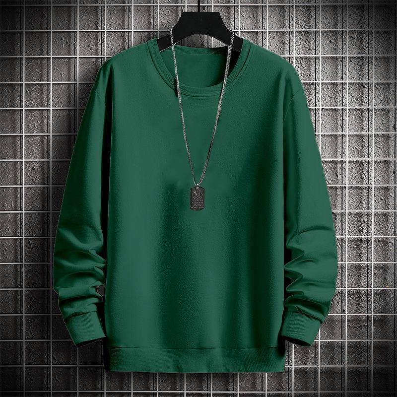 Men's Autumn And Winter Trendy Simple Solid Color Round Neck Loose Casual Long Sleeved Shirt