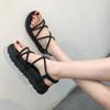 Roman Sandals Women's Summer Flat-bottom College Style with Skirt Beach Shoes Women's Simple Style Thick-soled Non-slip Sandals