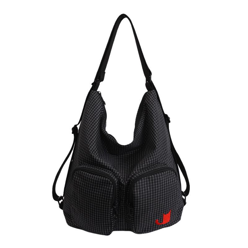 2026 Japanese Plaid Large Capacity Women s Crossbody Shoulder Bag - Versatile Commuting Style чёрный