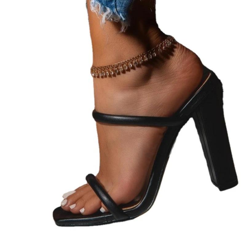 Sandalias de talla grande con cordones para Mujer, zapatos de tacón alto con punta cuadrada y cordones cruzados para fiesta,