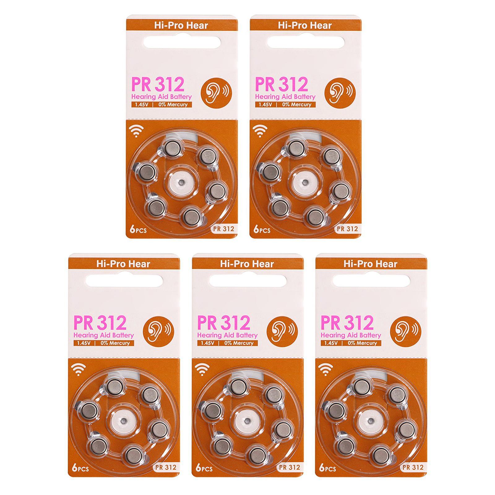 

Портативные батарейки для слуховых аппаратов PR312 со стабильным выходным напряжением 60/30/6 шт. цинк-марганцевая батарейка 1,45 В таблеточная 30