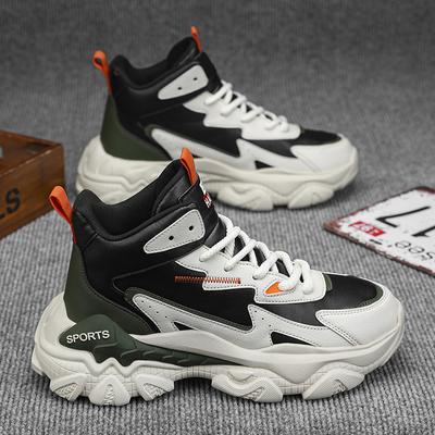 Tênis de Corrida Masculino Cadarço Caminhada Cano Alto Basquete Suporte Esportivo Sapatos de Corrida de Estrada Juventude Casual Sapato de Críquete