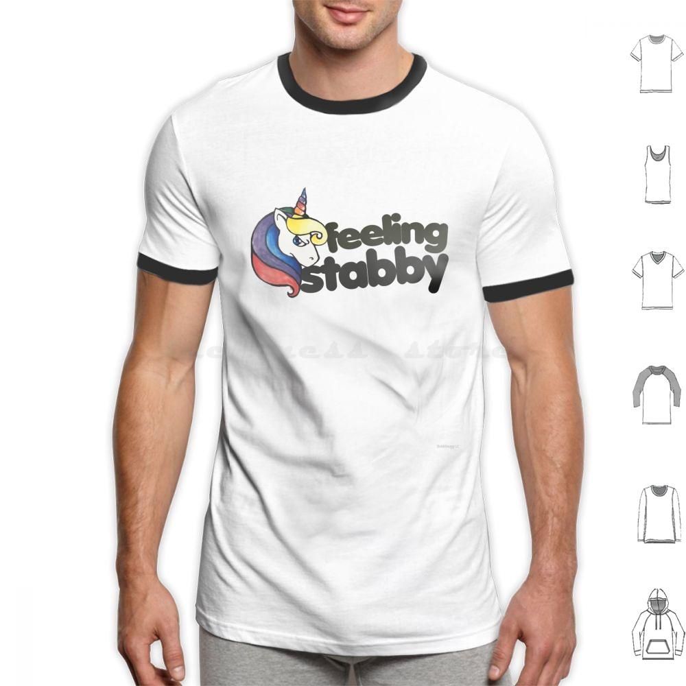 Feeling Stabby T Shirt Cotton Men Women DIY Print Feeling Stabby Stabby Unicorn Unicorns Retro Rainbow Attitude Sass Sassy
