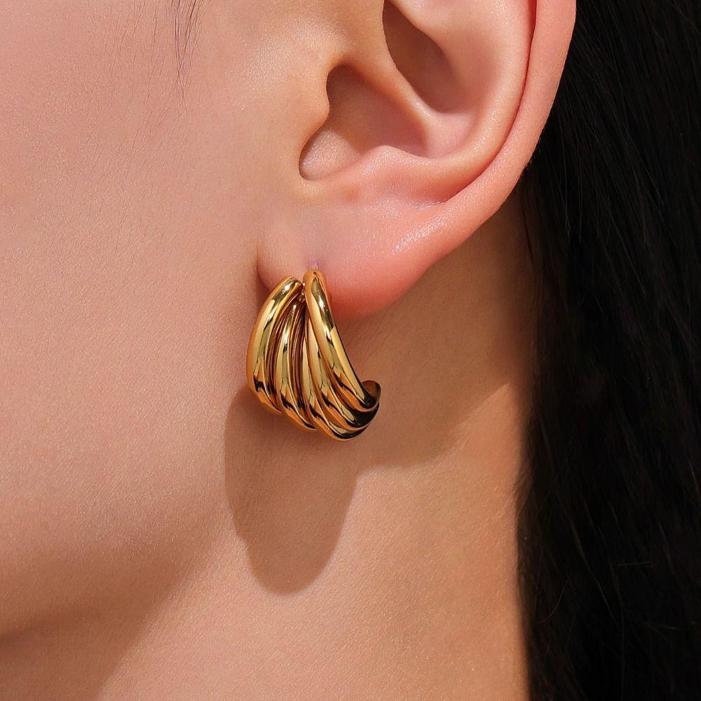 Waterproof Gold Plated Earrings 18k Gold Plated Stainless Steel Earrings  Fashion Accessories