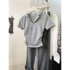 Special Real Milk Yellow Polo Shirt Lapel Collar Short-sleeved Front Shoulder T-shirt Summer Top Women's V-neck Top Tide