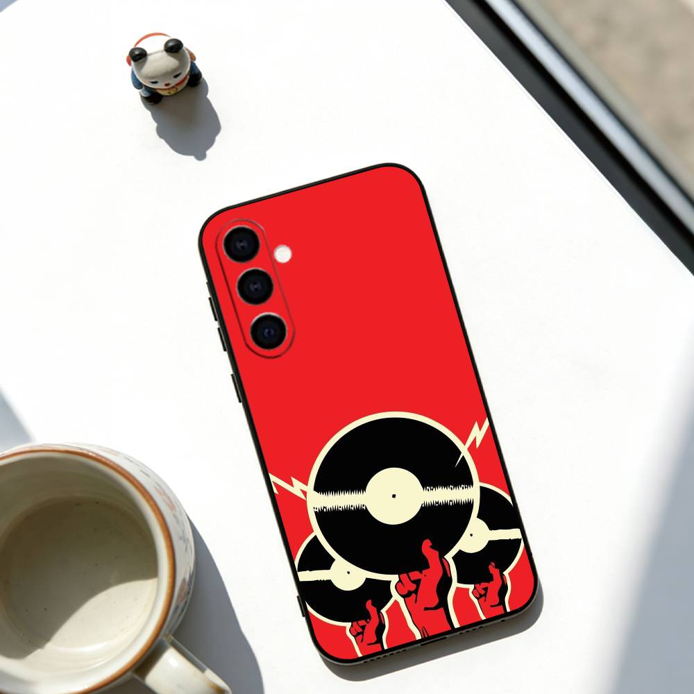 Retro Vinyl Phone Case For Samsung Galaxy A73,A72,A71,A70,A53,A52,A51,Soft Silicone Black Cover