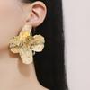 European and American Fashion Niche Style Irregular Bump Texture Metal Big Flower Versatile Temperament Women, Stud Earrings