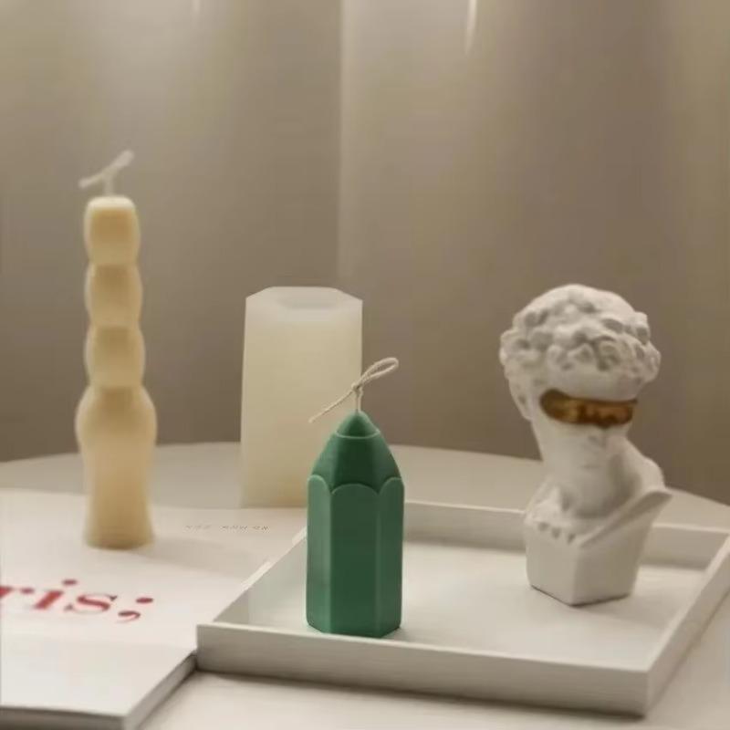3D Pencil Shaped Silicone Candle Mold DIY Cylindrical Aromatherapy Candle Soap Gypsum Resin Mold
