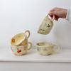 Korean Style Ceramic Mug Cute Hand Pinched Irregular Flower Coffee Mugs with Handle Afternoon Tea Cup Breakfast Milk Cups Gifts