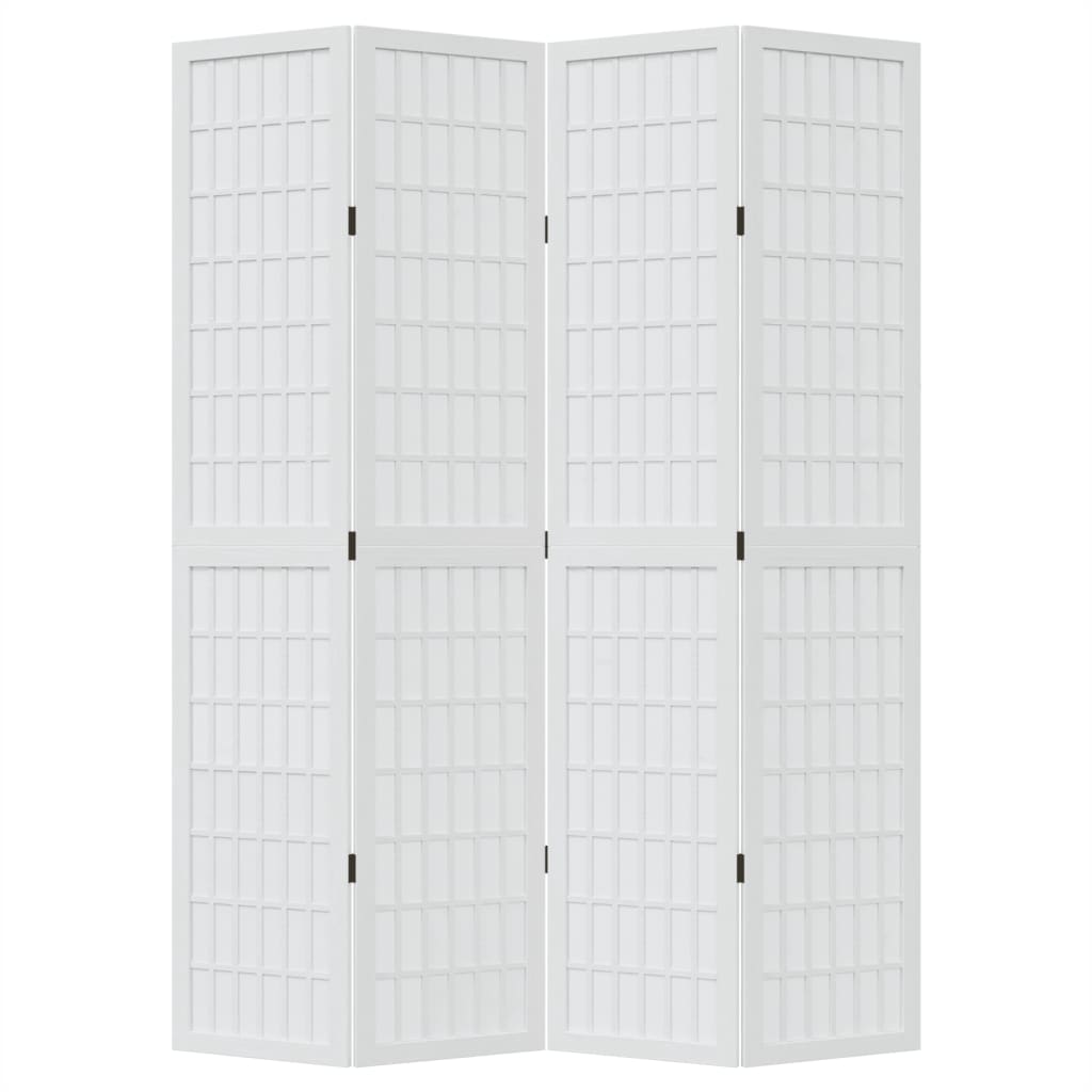 Vidaxl Room Divider, 4-Panel, White, Solid Paulownia Wood