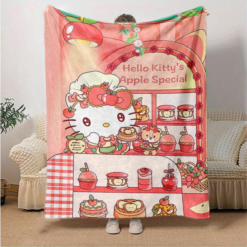 

1pc Sweet Celebration Hello Kitty s Home Decor Blanket, Living Room, Travel, Camping, Car Blankets, Beach, Office Naps, Gift Blanket Cartoon Throw, Un 130x150cm
