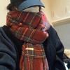 Premium Sense Red Plaid Scarf Women's Autumn and Winter New Korean Atmosphere Versatile Thickened Warm Scarf