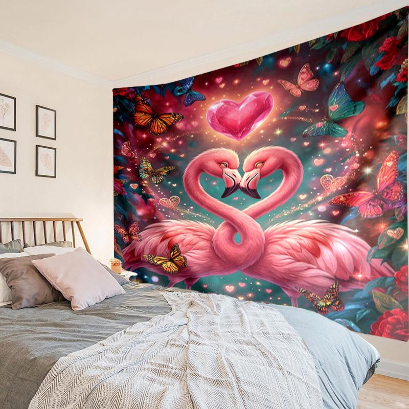 Love Birds In Heart Tapestry Room Decoration Wall Hanging for Living Room Bedroom, Dormitory, Birthday and Christmas Gifts