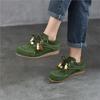 Johnature Retro Flats With Beaded Genuine Leather Lace-up Soft Soled Lightweight Women's Shoes