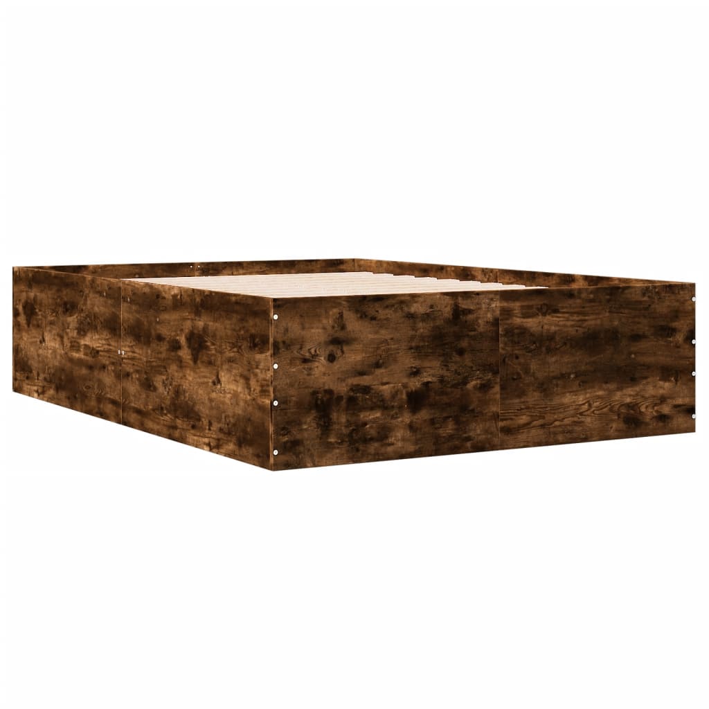 Bed Frame Smoked Oak 120 X 190 Cm Engineered Wood